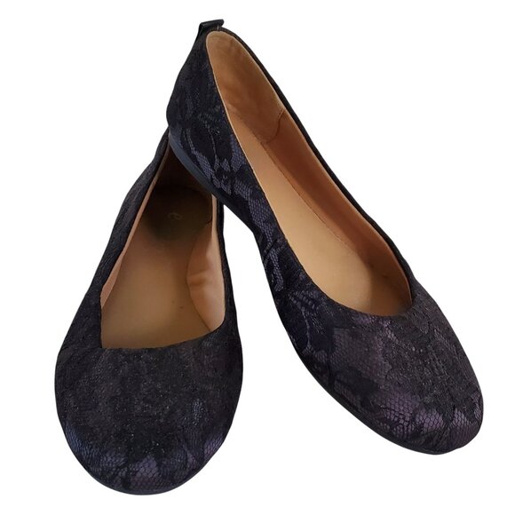 EASY SPIRIT e360 Ballet Flats Shoes Women's 7M Black Lace Non Slip Cushioned - Picture 2 of 12